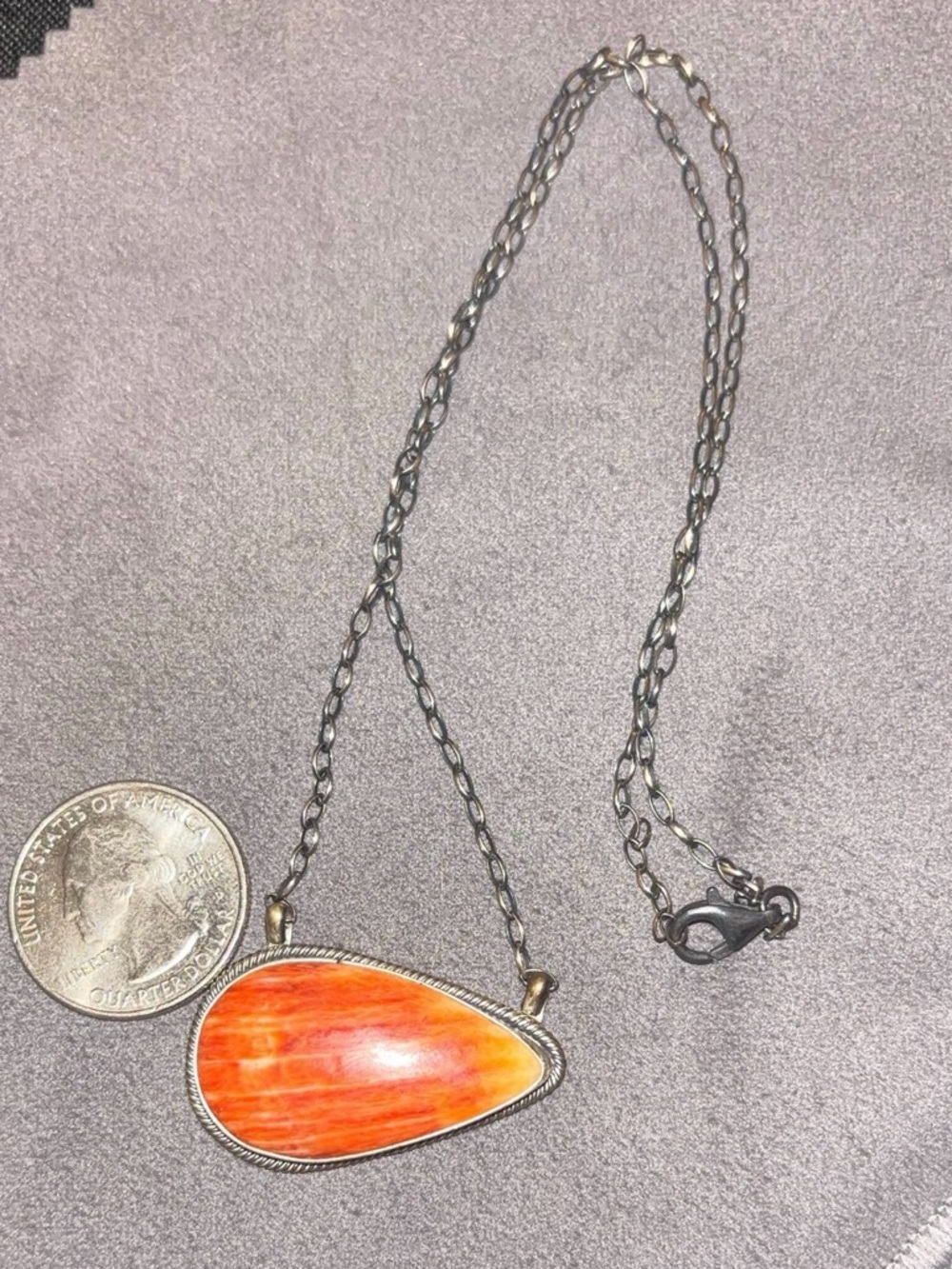 Orange Spiny Native American Made Pendant Necklace by Antoinette Martinez